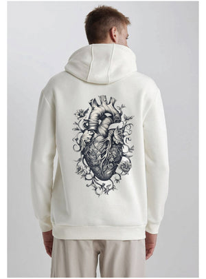 Urban Zenith Anatomical Heart Oversized Hoodie – White